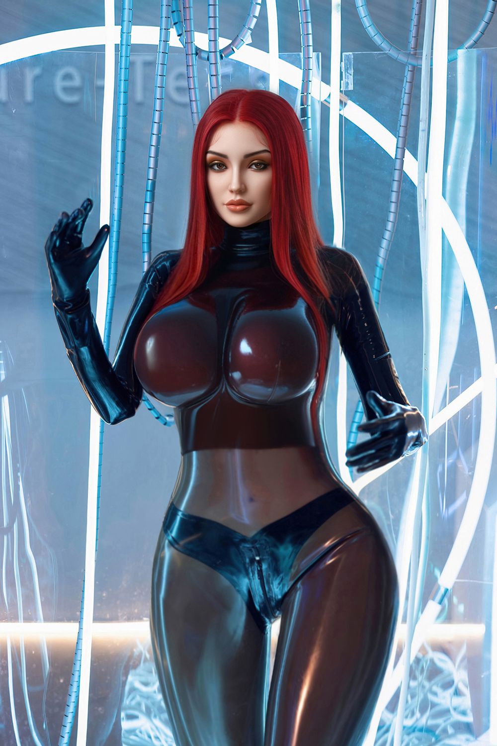 Rosretty Doll | 169cm/5ft5 Huge Breasts Enigmatic Cyberpunk Red-hair Cosplay Realistic TPE Sex Doll - Nova